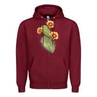 Burgundy Opuntia Phaeacantha Cactus Zipper Hoodie - LillyAllenDesigns