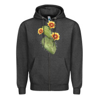 Charcoal Heather Opuntia Phaeacantha Cactus Zipper Hoodie - LillyAllenDesigns