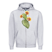 Heather Grey Opuntia Phaeacantha Cactus Zipper Hoodie - LillyAllenDesigns