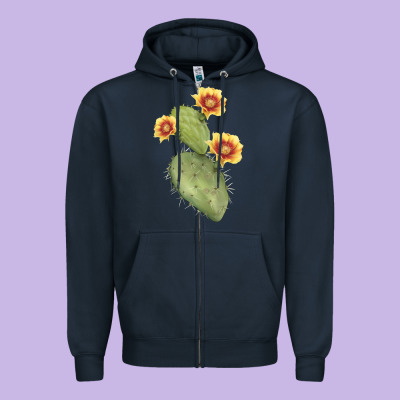 Opuntia Phaeacantha Cactus Zipper Hoodie Designed By Lillyallendesigns