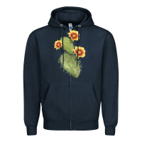 Navy Opuntia Phaeacantha Cactus Zipper Hoodie - LillyAllenDesigns