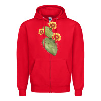 Red Opuntia Phaeacantha Cactus Zipper Hoodie - LillyAllenDesigns