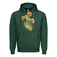 Sports Green Opuntia Phaeacantha Cactus Zipper Hoodie - LillyAllenDesigns