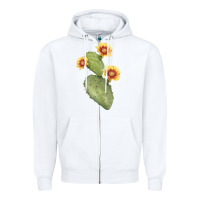 White Opuntia Phaeacantha Cactus Zipper Hoodie - LillyAllenDesigns
