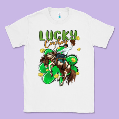 Lucky Cowboy Classic Tee Designed By Maliassmallbusiness