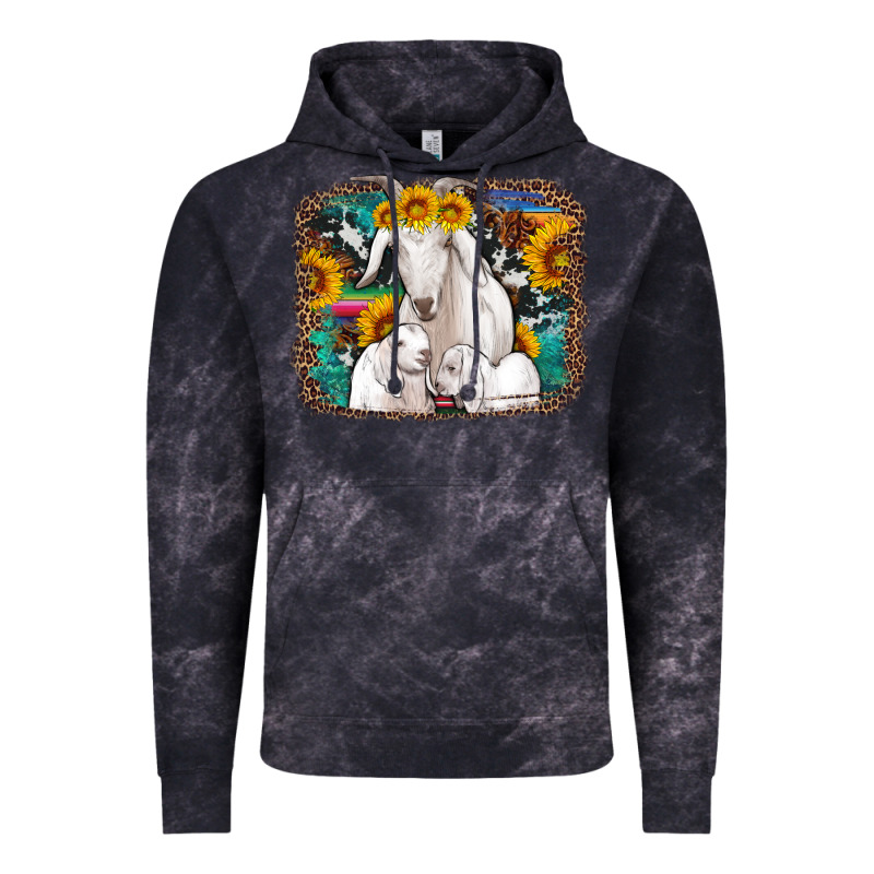 Goat Family With Sunflowers Western Serape Turquoise Background Vintage Hoodie by Artiststas | Teevron