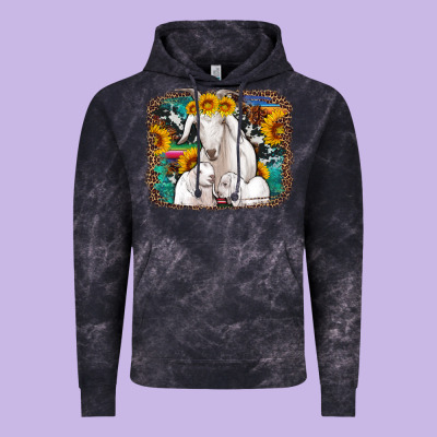 Goat Family With Sunflowers Western Serape Turquoise Background Vintage Hoodie Designed By Artiststas