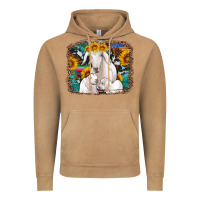 Vintage Camel goat family with sunflowers western serape turquoise background Vintage Hoodie - Artiststas