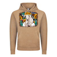 Vintage Coffee goat family with sunflowers western serape turquoise background Vintage Hoodie - Artiststas