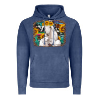 Vintage Denim goat family with sunflowers western serape turquoise background Vintage Hoodie - Artiststas
