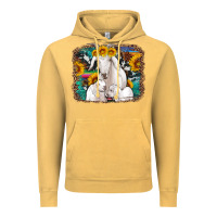 Vintage Mustard goat family with sunflowers western serape turquoise background Vintage Hoodie - Artiststas