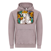 Vintage Zinc goat family with sunflowers western serape turquoise background Vintage Hoodie - Artiststas