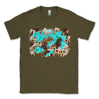 Army Green cowhide leopard turquoise background Classic Tee - AdoDesignShop