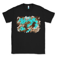 Black cowhide leopard turquoise background Classic Tee - AdoDesignShop