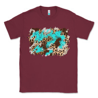 Burgundy cowhide leopard turquoise background Classic Tee - AdoDesignShop