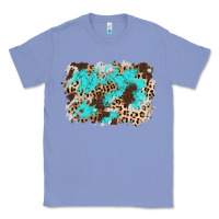 Colony Blue cowhide leopard turquoise background Classic Tee - AdoDesignShop