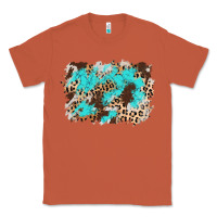 Copper cowhide leopard turquoise background Classic Tee - AdoDesignShop