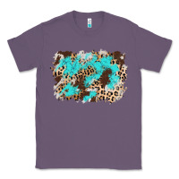Lavender cowhide leopard turquoise background Classic Tee - AdoDesignShop