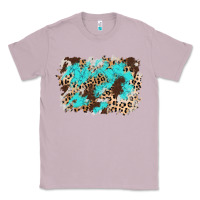 Lilac cowhide leopard turquoise background Classic Tee - AdoDesignShop