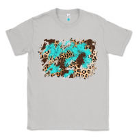Moon Dust cowhide leopard turquoise background Classic Tee - AdoDesignShop