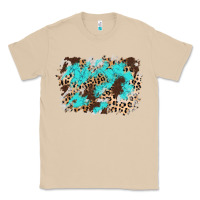 Mushroom cowhide leopard turquoise background Classic Tee - AdoDesignShop