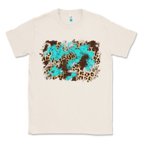 Natural cowhide leopard turquoise background Classic Tee - AdoDesignShop