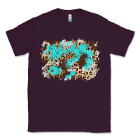 Plum cowhide leopard turquoise background Classic Tee - AdoDesignShop