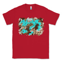 Red cowhide leopard turquoise background Classic Tee - AdoDesignShop