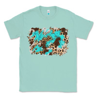 Seafoam cowhide leopard turquoise background Classic Tee - AdoDesignShop