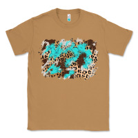 Toasted Coconut cowhide leopard turquoise background Classic Tee - AdoDesignShop