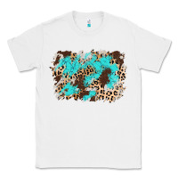 White cowhide leopard turquoise background Classic Tee - AdoDesignShop