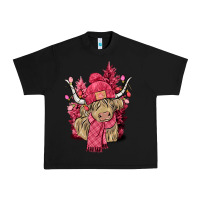 Black Pink winter long haired Cow Urban Heavy Tee - NancyCooperArtShop