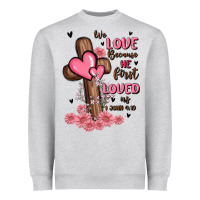 Heather Grey valentine cross Heavyweight Sweatshirt - MaliasSmallBusiness