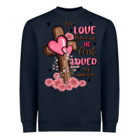 Navy valentine cross Heavyweight Sweatshirt - MaliasSmallBusiness