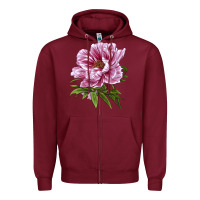 Peony Flower Illustrations Zipper Hoodie | Teevron