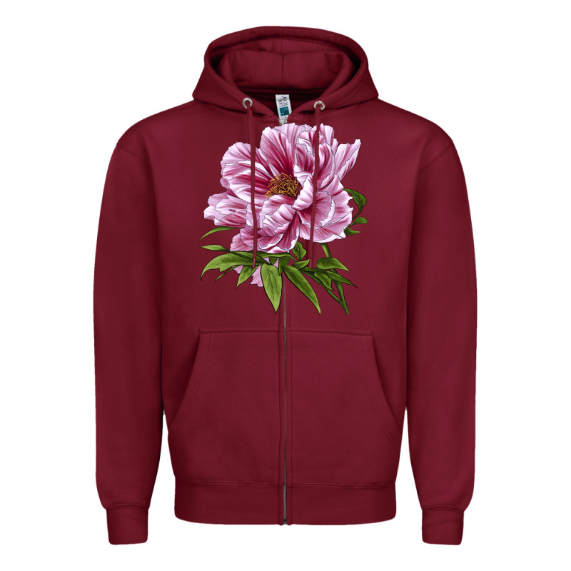 Peony Flower Illustrations Zipper Hoodie by LillyAllenDesigns | Teevron
