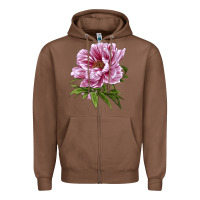 Chestnut Peony Flower Illustrations Zipper Hoodie - LillyAllenDesigns