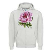 Dove Grey Peony Flower Illustrations Zipper Hoodie - LillyAllenDesigns