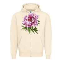 Sandshell Peony Flower Illustrations Zipper Hoodie - LillyAllenDesigns