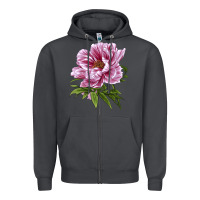 Smoke Peony Flower Illustrations Zipper Hoodie - LillyAllenDesigns