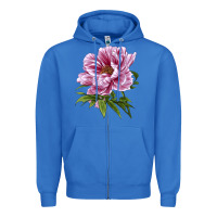 True Royal Peony Flower Illustrations Zipper Hoodie - LillyAllenDesigns