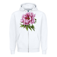 White Peony Flower Illustrations Zipper Hoodie - LillyAllenDesigns