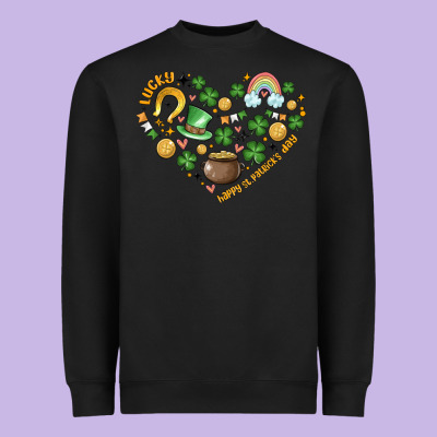 St Patricks  Hearts Heavyweight Sweatshirt Designed By Maliassmallbusiness