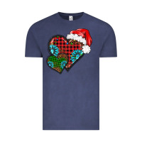 Vintage Denim Christmas heart gemstones leopard Vintage Tee - BarkalooDesign