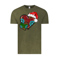 Vintage Olive Christmas heart gemstones leopard Vintage Tee - BarkalooDesign