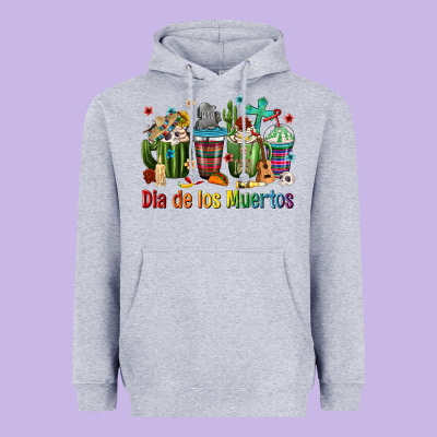 Mexican Dia De Los Muertos Coffee Cups Heavyweight Hoodie Designed By Texasbilliewilder