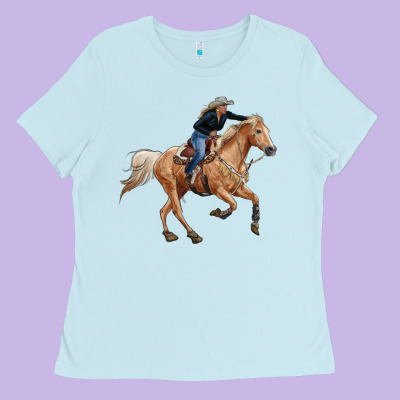 Horse Body With Cowgirl Ladies Tee Designed By Ranaportraitstore