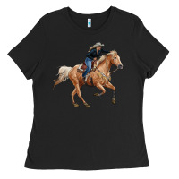 Black horse body with cowgirl Ladies Tee - RanaPortraitStore