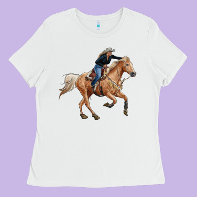 Horse Body With Cowgirl Ladies Tee Designed By Ranaportraitstore