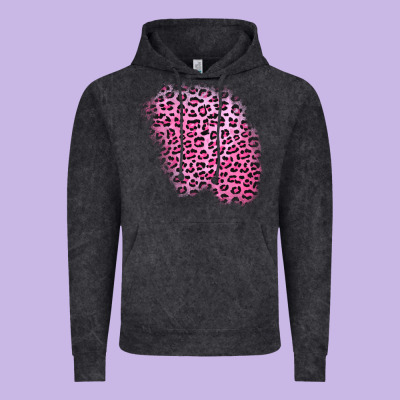 Pink Leopard Patch Vintage Hoodie Designed By Adodesignshop